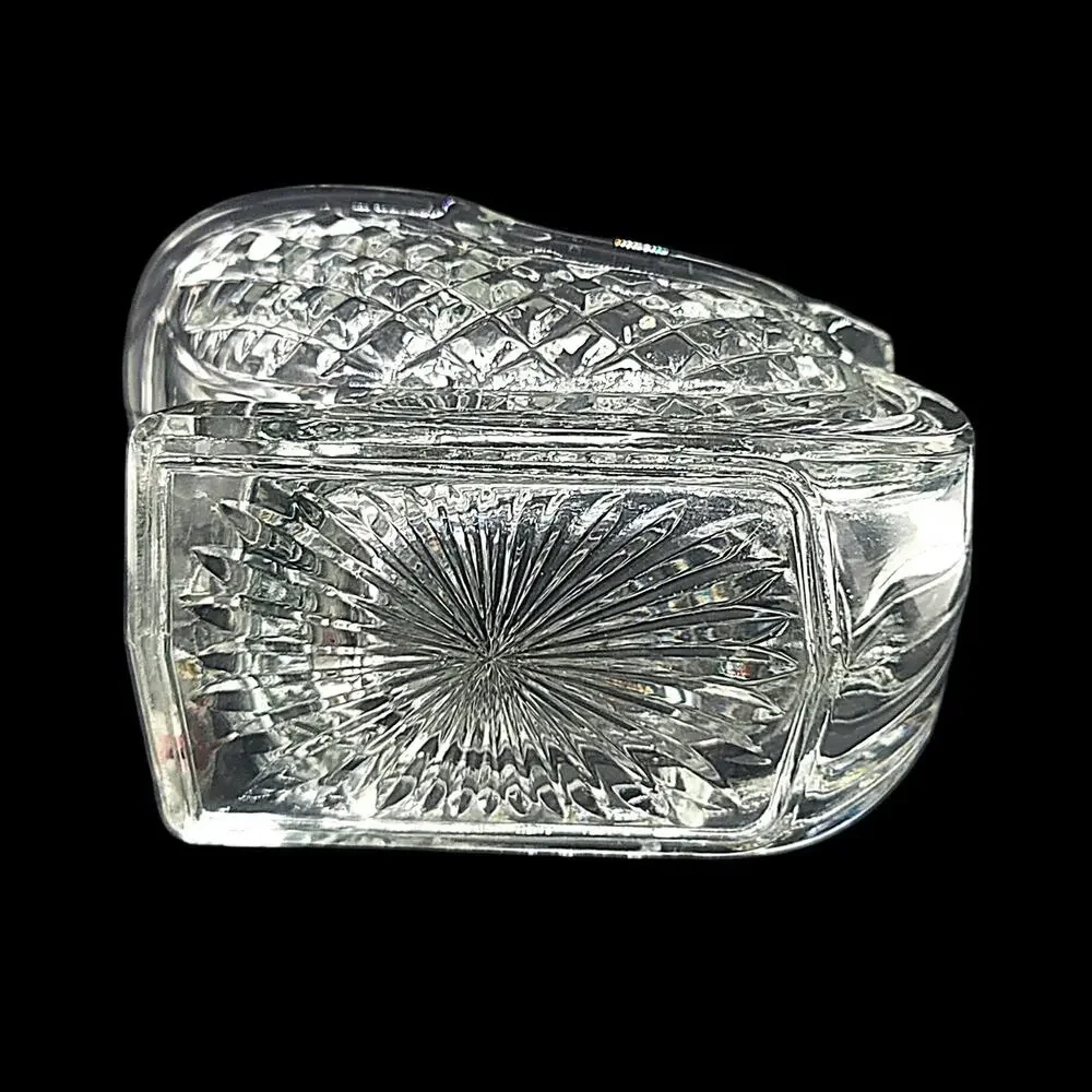 Glass 24% Lead Crystal Santa Sleigh Sled Heavy Candy Dish Centerpiece 6.5